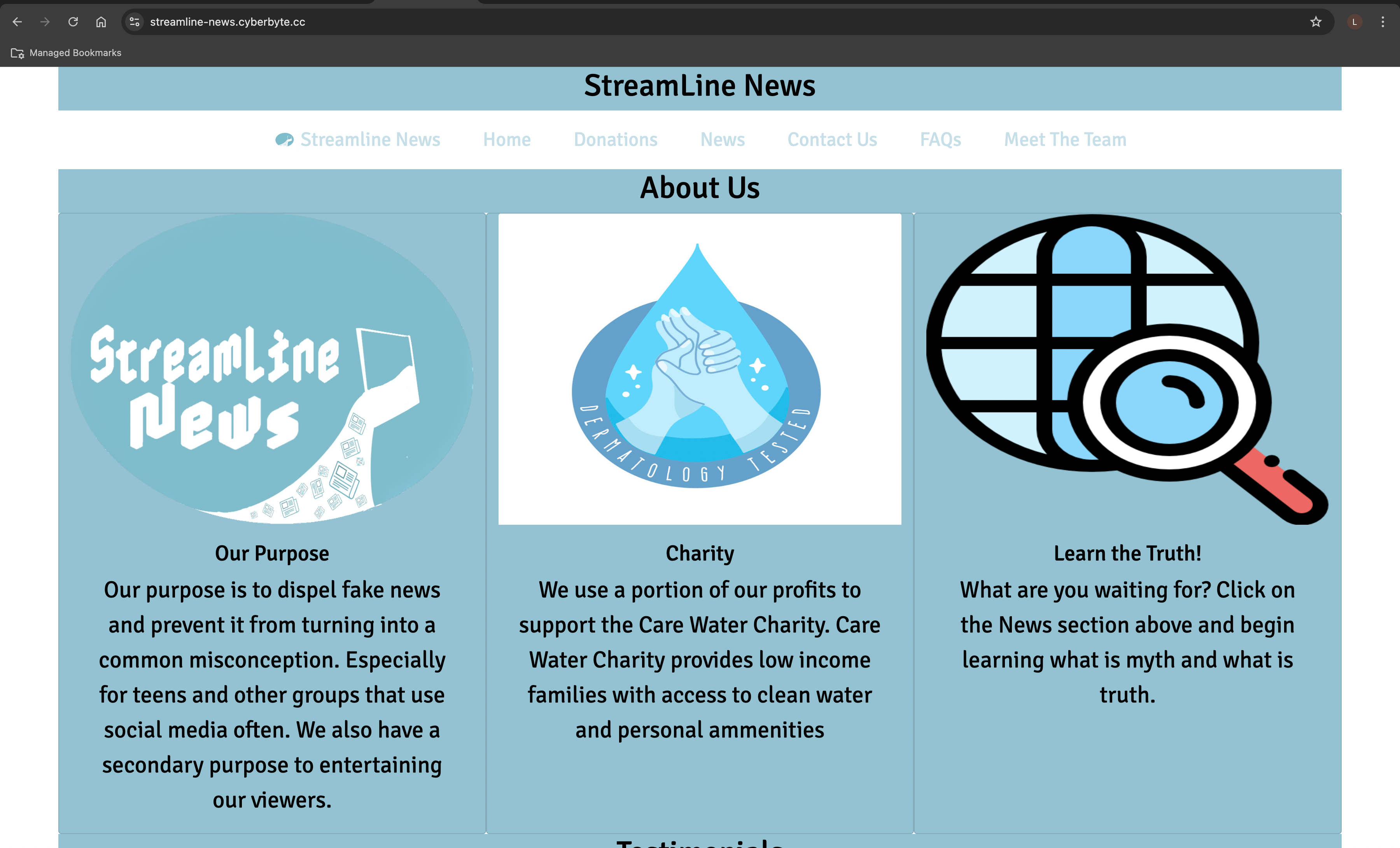  Picture of StreamLine news, my first  brand website 